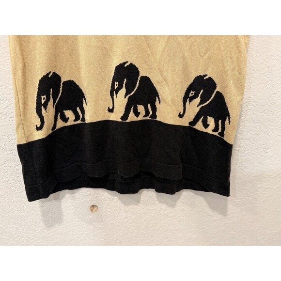 ESCADA WOOL BLEND KNIT Short Sleeve   IN BEIGE ELEPHANT THEME Size 40 10-12 - Picture 3 of 7